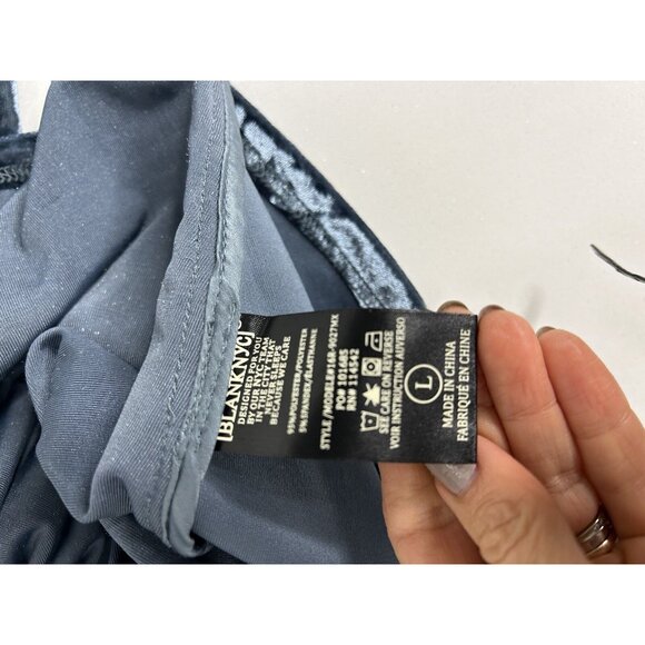 Blank NYC Jacket Blazer Crushed Velvet Asymmetrical Draped Zipper Moto Edgy Sz L - Picture 11 of 11